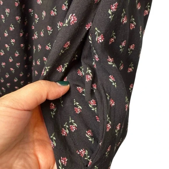 LOUCHE X ModCloth Drive Me Dainty Black Micro Floral Women’s Mid Length Dress L - Picture 8 of 14